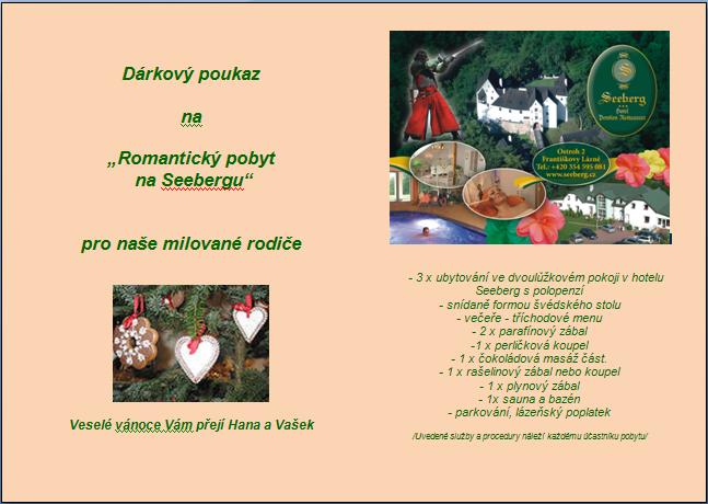 Dárkový poukaz - ubytování Františkovy Lázně